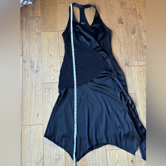 Bebe Vintage Black Racerback Ruched Handkerchief Dress size Large - Picture 12 of 14